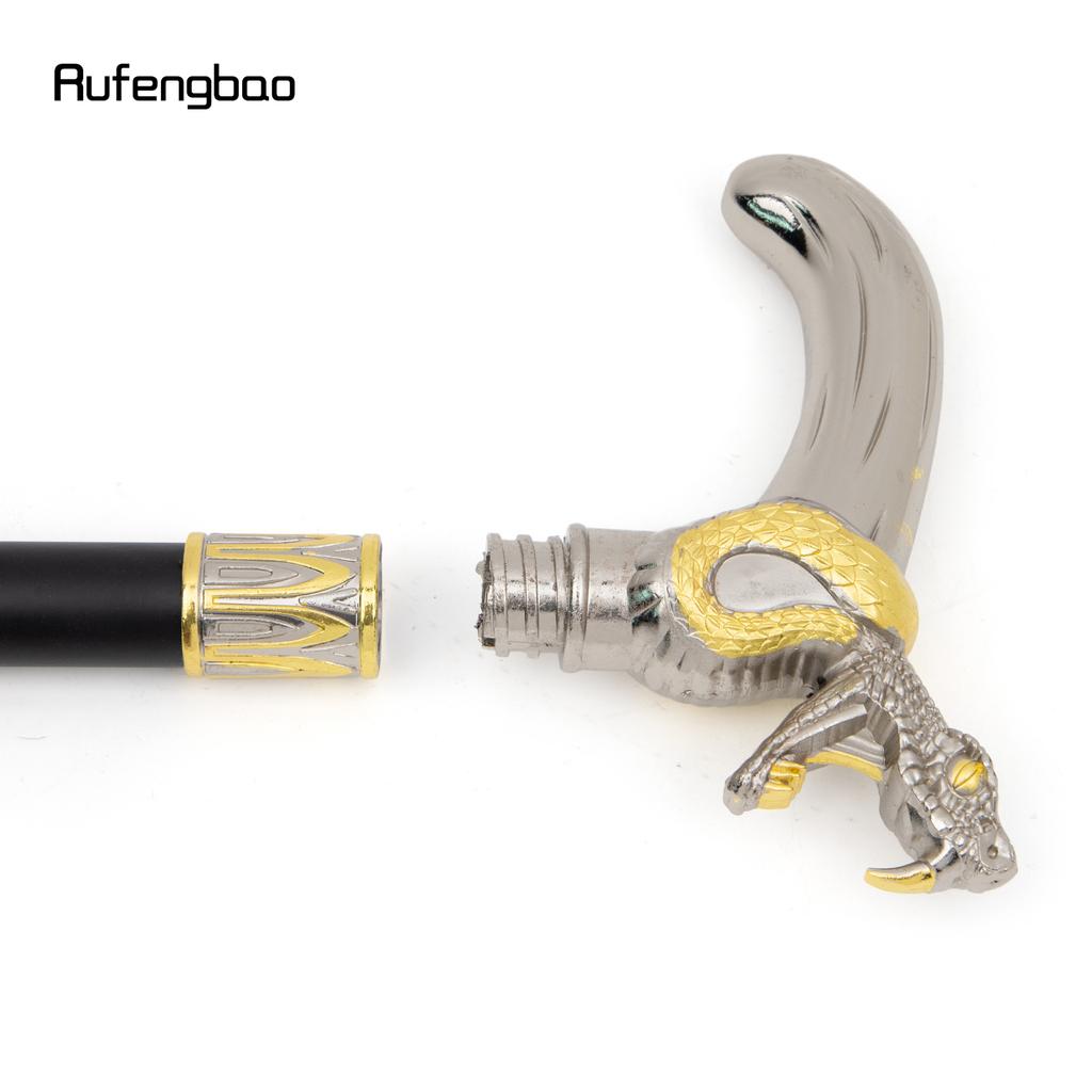 Golden White Snake Head Biting Walking Cane Fashion Decorative Walking Stick Gentleman Elegant Cosplay Cane Knob Crosier 92cm