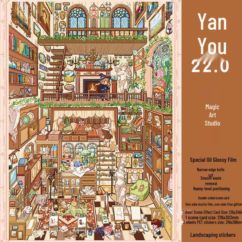 Yan You 22.0 Ультраглянцевые 3D Наклейки с Пейзажами Улиц для DIY Миниатюрных Сцен