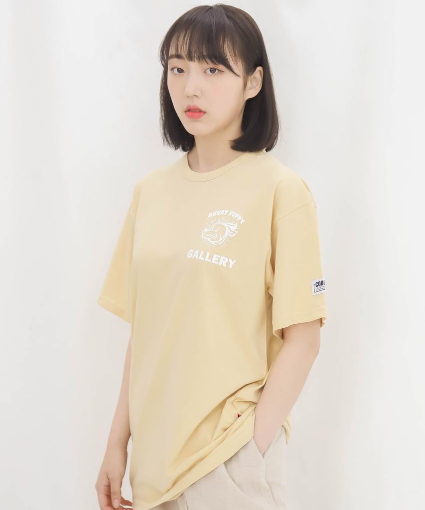 CODE I'M 30-Count Single Angry Puppy 2 Print Oversized Short Sleeve T-Shirt Yellow