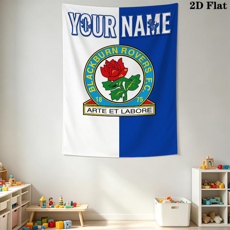 Custom Name Blackburn Rovers Wall Tapestry Aesthetic Wall Hanging Printed Fabric Blanket Decorative Tapestries for Bedroom Living Room Home Decor