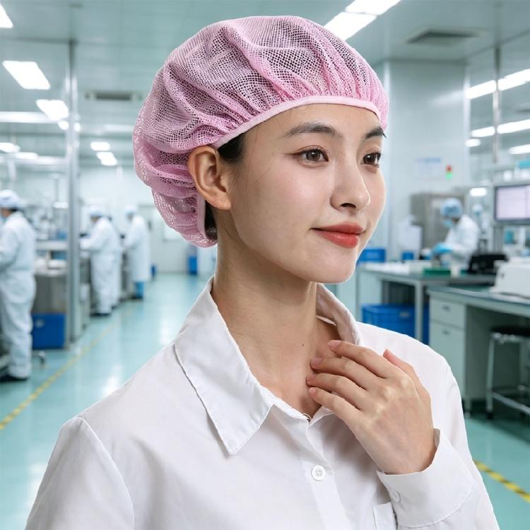 Summer Mesh Work Cap for Hair Coverage in Factory Kitchen Tasks, Brimless Elastic Design with Lightweight Wear