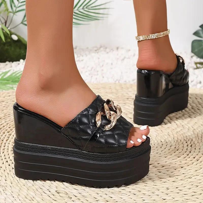 Модные женские сандалии Модные сандалии на платформе Летняя повседневная удобная обувь Женские легкие нескользящие уличные шлепанцы Слайды Женские