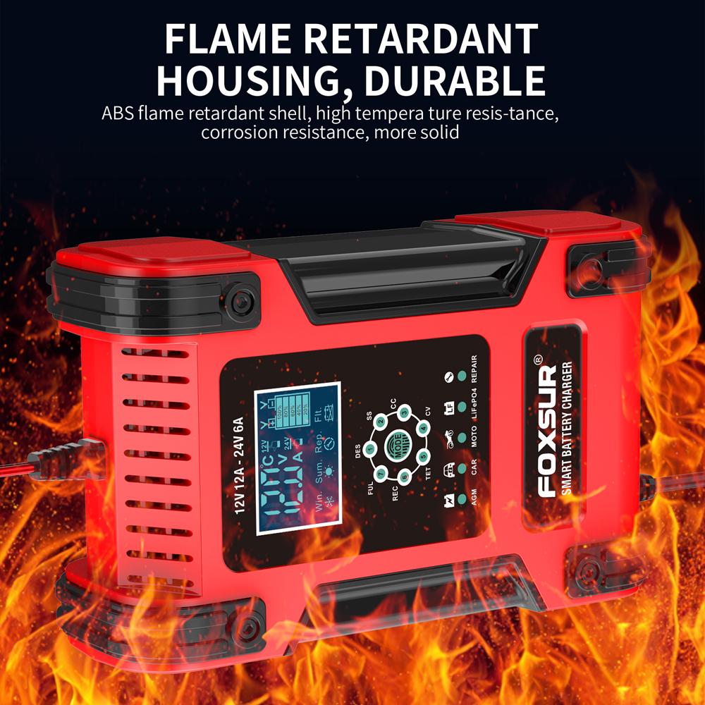 12 В 24 В автомобильное зарядное устройство для литиевых AGM гелевых свинцово-кислотных аккумуляторов 7-ступенчатый автоматический ремонт ЖК-адаптер питания