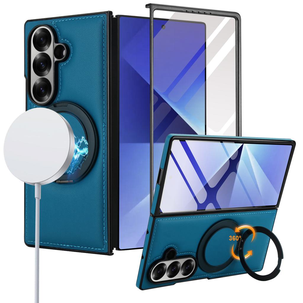 Для беспроводного зарядного чехла Magsafe для Samsung Galaxy Z Fold 7 Fold 6 5 4 3 Магнитная вращающаяся подставка-чехол Пленка из закаленного стекла