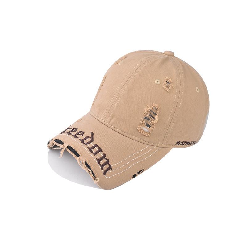 Модная бейсболка из выстиранного денима с потертостями для уличной моды