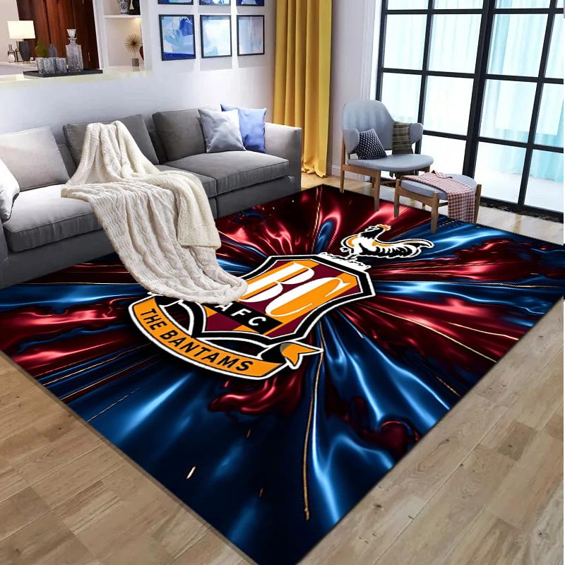 Bradford City AFC Pattern Rug, Indoor/Outdoor Mat, for Picnic, Gameroom, Bedroom, Office, Living Room, Home Decor Carpet, Birthday Gift