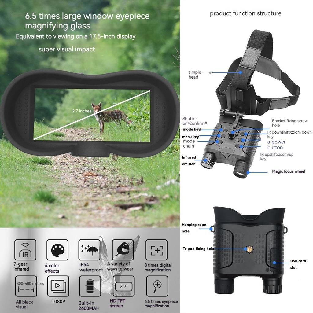 Открытый ночной телескоп ночного видения, цифровой бинокль высокой четкости, большой экран, инфракрасный шлем, прибор ночного видения