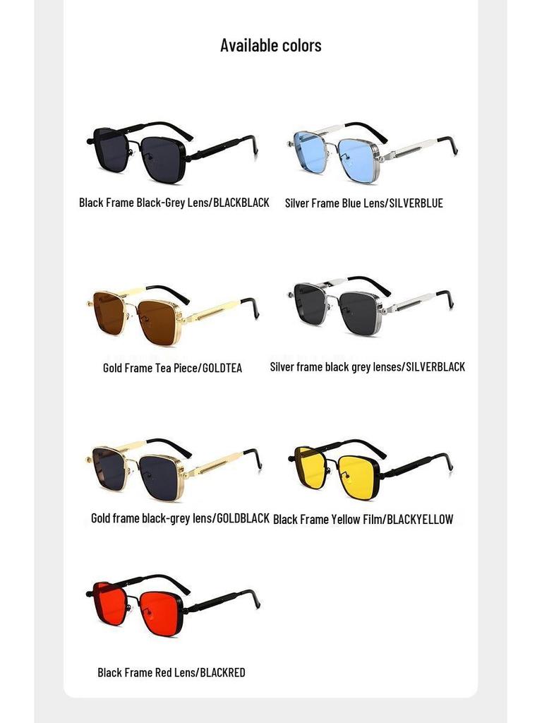 2025 Retro Square Steampunk Metal Sunglasses with Universal Fit