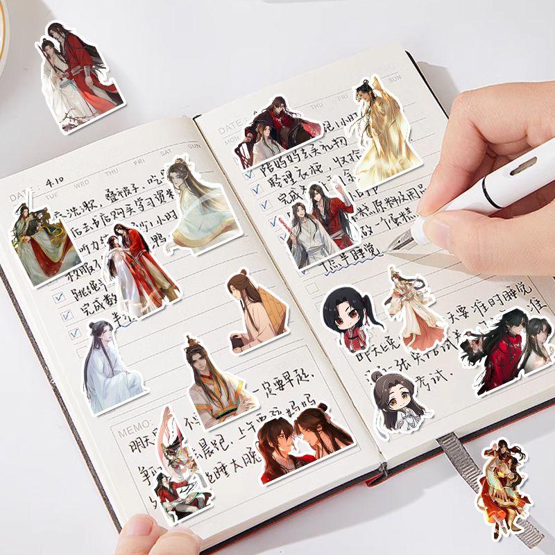 100 шт. наклеек с изображением Говарда Вана и Хуа Чэна из аниме «Благословение небесного чиновника» для самостоятельного изготовления чехлов для мобильных телефонов и украшения рукописного журнала