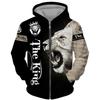 Spring Autumn Men's Zipper Hoodie Sweatshirts 3D Animal Lion Beast Printing Hooded Pullover Fashion Jacket Casual Sportswear