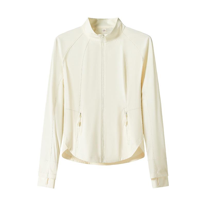 A banana slim-fitting sunscreen clothing for women is tight, thin and tall, stand-up collar jacket, breathable outdoor sports mountain climbing sunscr
