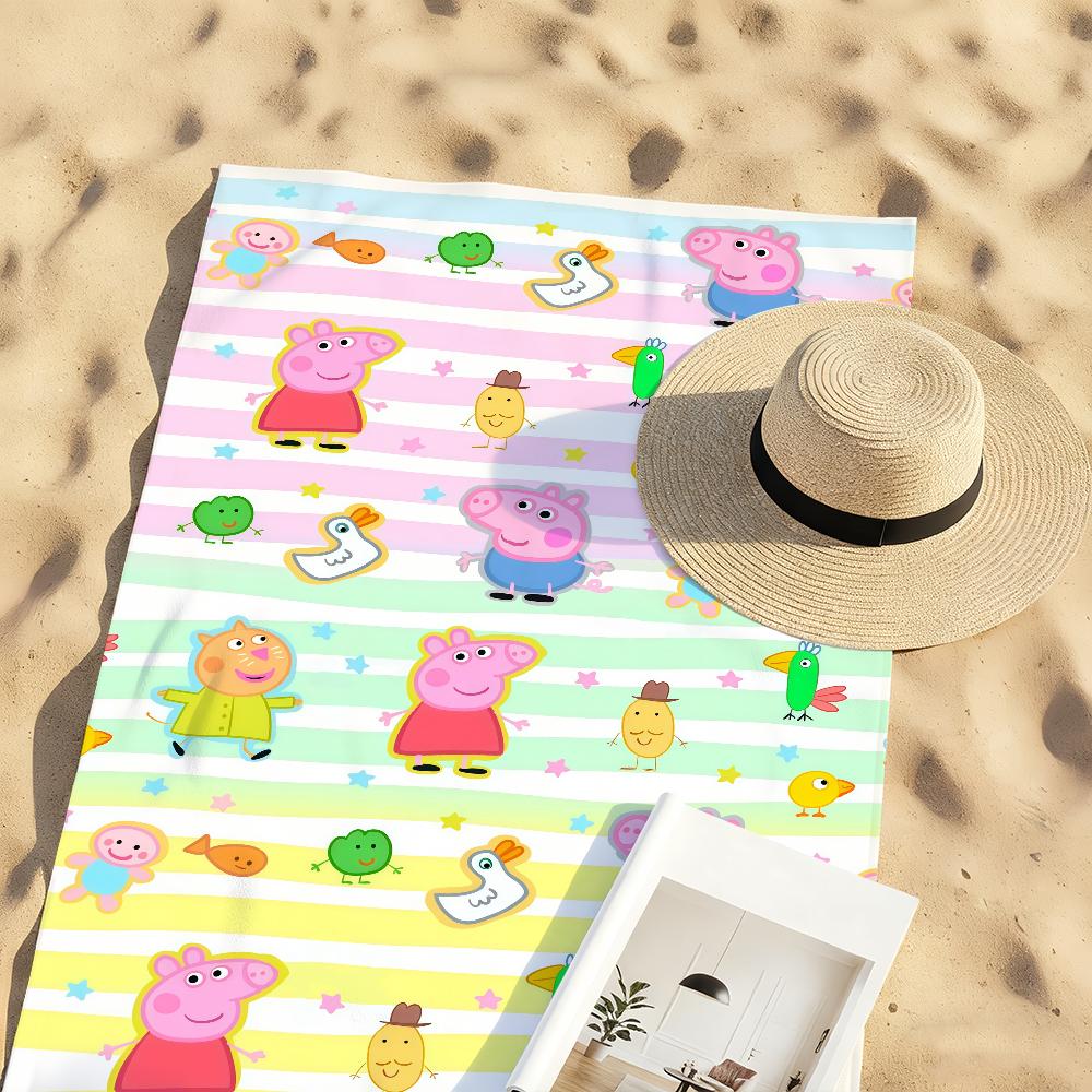 HB Cartoon P-Peppa P-Pig Towel Quick Drying Beach Towels Are Suitable For Swimming Pools Camping Yoga And The Gym