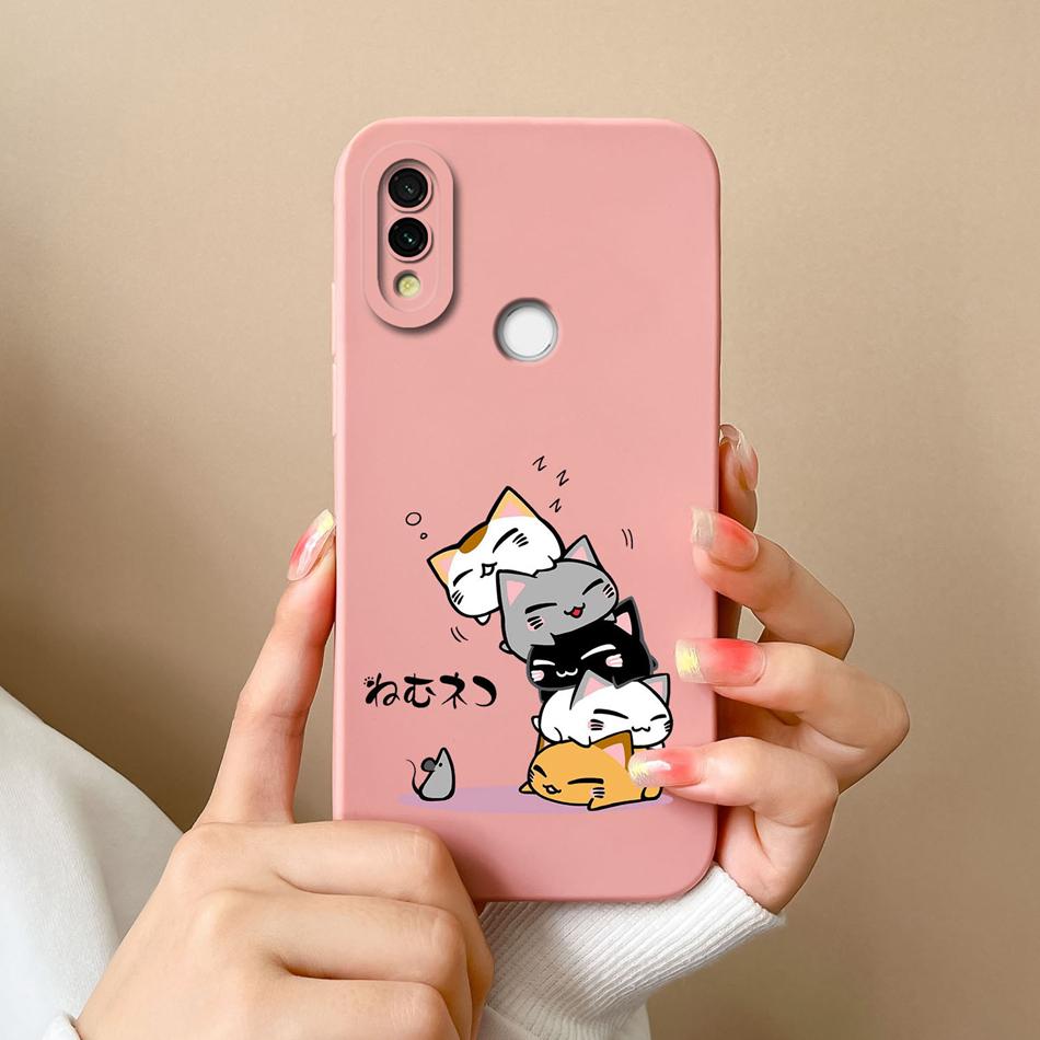 Чехол для телефона Xiaomi Redmi 7 Медведь Кошка Полное покрытие Высококачественный Жидкий Силикон Защита от падения Funda Для Redmi7 Бампер Capa В качестве подарка