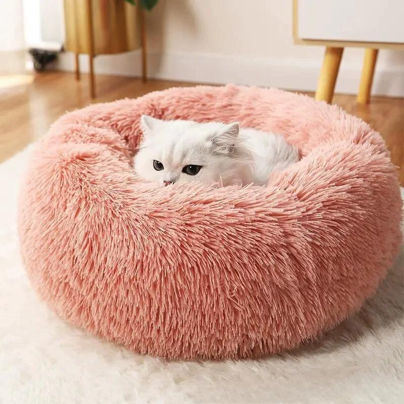 Супер кровать для кошек, теплое спальное кошачье гнездо, мягкий длинный плюш, лучшая кровать для собак, корзина для собак, подушка для кошачьей кровати, кошачий коврик, животные, спящие