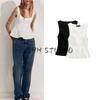 Spring New Women's Clothing Sleeveless Square Collar Cropped Short Skirt Hem Stretch Comfortable Top 2180011