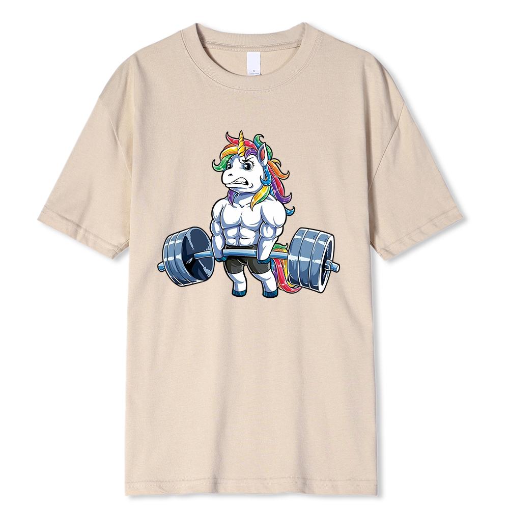 Забавная футболка с круглым вырезом для тренажерного зала и единорога для фитнеса, бодибилдинга, мужские повседневные футболки с короткими рукавами, дропшиппинг
