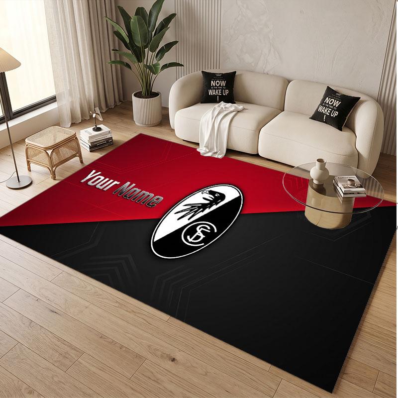 Custom Rug SC Freiburg Pattern Print Name Text Soft Non‑Slip Floor Carpet for Home Indoor Decoration