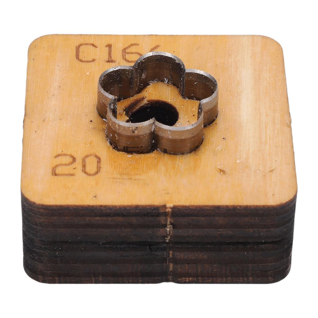 Leather Cutting Die with Wood Base Flower Shape Punching Mold for Keyring Making Crafting Projects