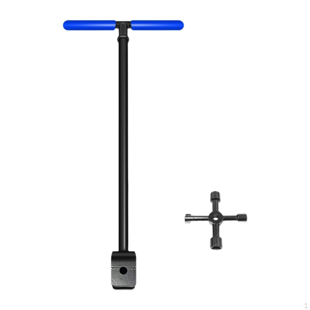 Water Meter Key Wrench,Plumbing Tool T Handle Shut Off 4 Way Utility for Curb Main