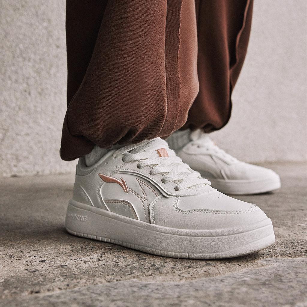 Li Ning Sui Sui Casual Versatile Thick Sole White Sneakers Non-Slip Wear-Resistant Breathable Height Increasing Low-Top Skate Shoes AGCT148-2