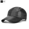 Black Sheepskin Leather Baseball Caps for Men Outdoor All Seasons Men's Baseball Hats Casual Dad Hats