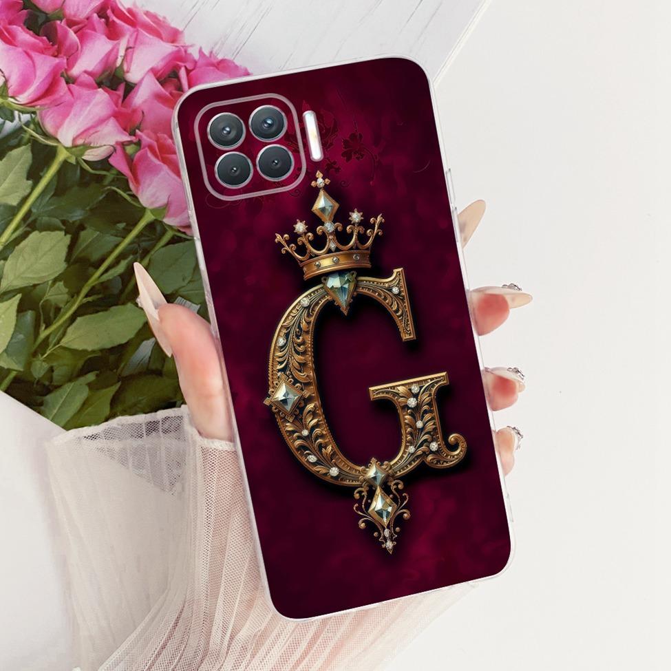 Чехол для Oppo F17 Pro Прозрачный Роскошная Корона Буквы от A до Z 2D Плоский Рисунок Мягкий Чехол для Телефона Для Oppo F17Pro CPH2119 Обложка