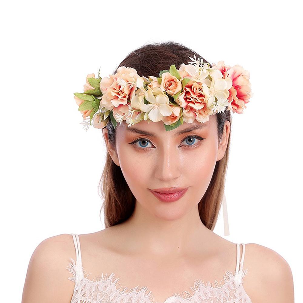 Rose Crown Flower Garland Headband Hair Garland Floral Headdress Halo Bohemian Party Wedding