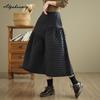 Корейский стиль осень-зима женская юбка миди с высокой талией черная абрикосовая юбка с подкладкой элегантная стильная юбка больших размеров базовые однотонные женские юбки