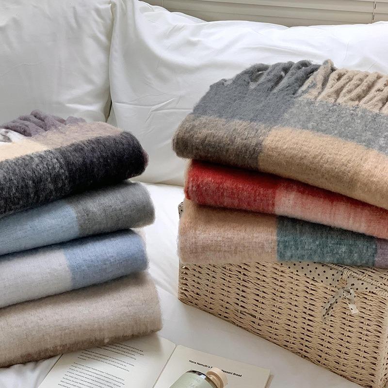 Knitted Scarf Thickened Warm Scarf Women's Winter High-end Warm Scarf Scarf Shawl