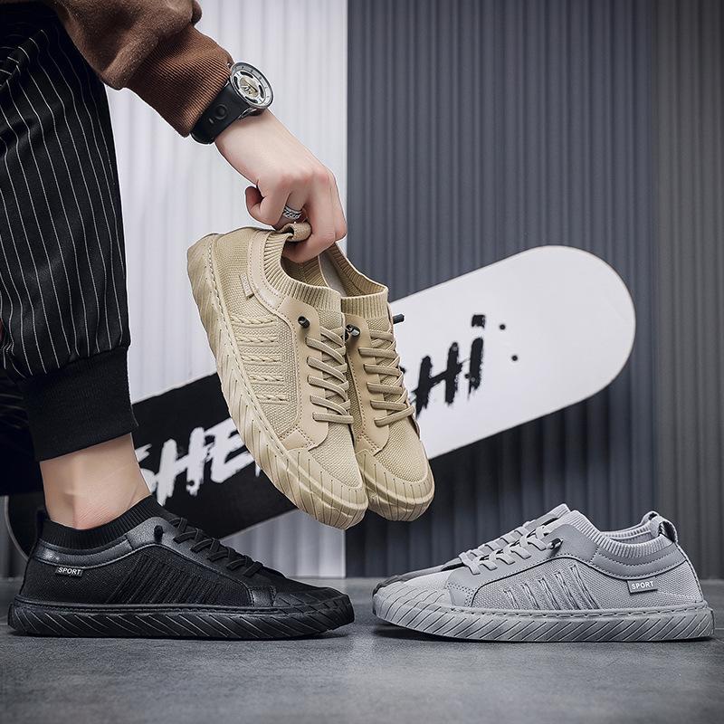 Мужская обувь на одной педали летняя дышащая спортивная обувь для скейтборда из мушиной ткани мужская универсальная черная обувь-носки нескользящая сетчатая повседневная обувь