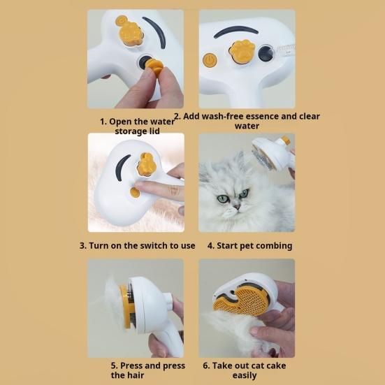 Cat Steam Brush 3-in-1 Pet Hair Removal Steamy Brush for Shedding Pet Grooming Massage Comb for Long/Short Hair Dogs Cats
