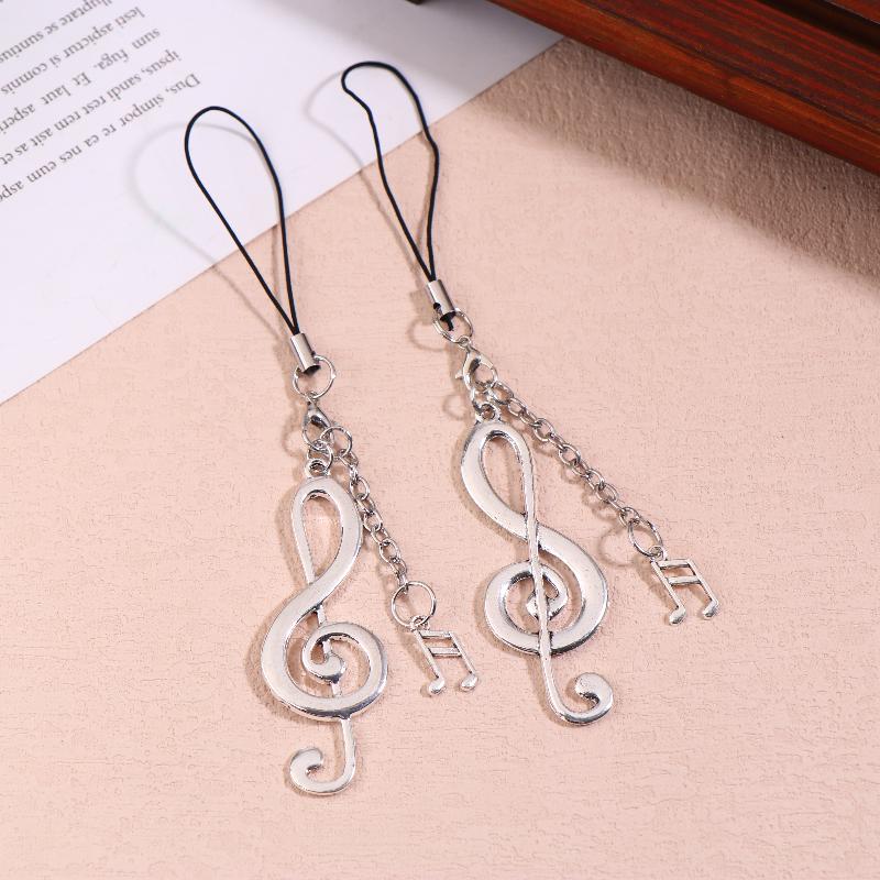 1/2 шт. Y2K Винтажный ремешок для мобильного телефона с музыкальной нотой, модная металлическая цепочка для телефона с музыкальной нотой, брелок, подвеска-шарм, подарки