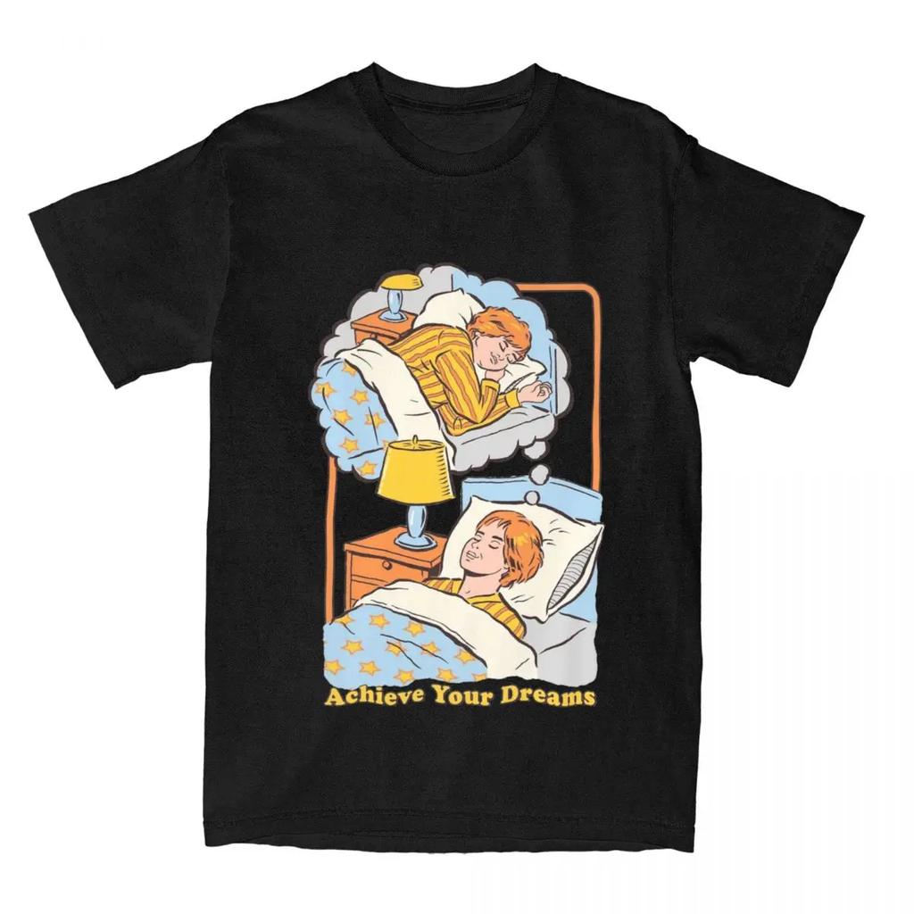 Мужчины Женщины Достигни своей мечты Смешная пародия Графическая футболка Одежда Повседневная Чистый хлопок Веселые шутки для сна Футболки Одежда Новая