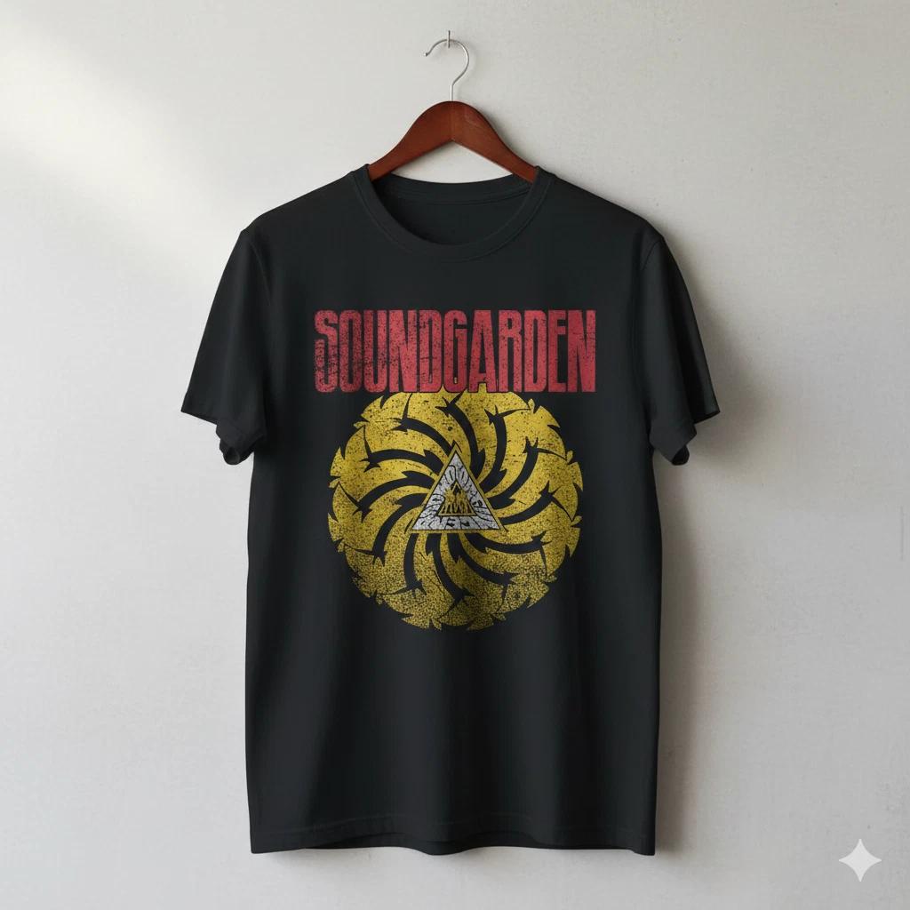 Soundgarden Badmotorfinger Spiral Logo Black Grunge Rock T-Shirt - T076