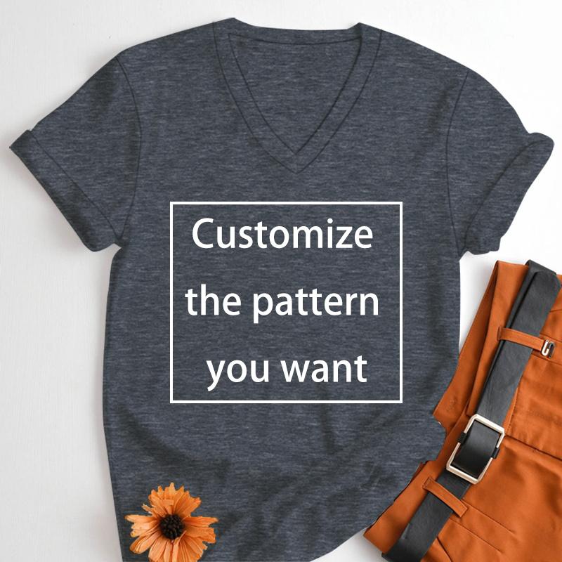 2024 Fashion Customized TShirts Women Men Harajuku Vneck Tshirt Summer Short Sleeve Tops Tees DIY Graphics Unisex Shirts
