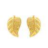 Gehena by Estele - Gold Tone Willow Leaf Stud Earrings For Women