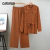 Plus Size Women's Spring Fashion Knitwear New Loose Mid Long Lapel Cardigan Wide Leg Pants Two Piece Set