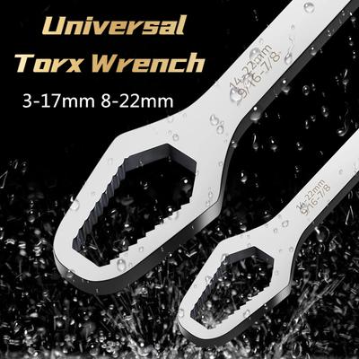 Универсальный гаечный ключ Torx 3-17 мм 8-22 мм, толщина 3,5 мм, самозатягивающийся регулируемый гаечный ключ, двухсторонний гаечный ключ Torx, ручной инструмент