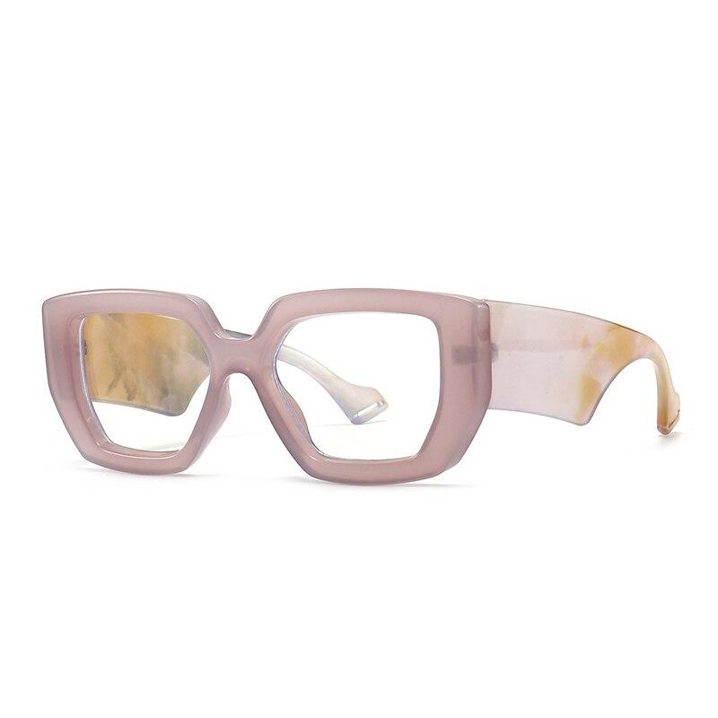 SO&EI Fashion Colorful Square Women Glasses Frame Clear Anti-Blu-Ray Spring Hinge Wide Legs Eyewear Men Optical Polygon Frame