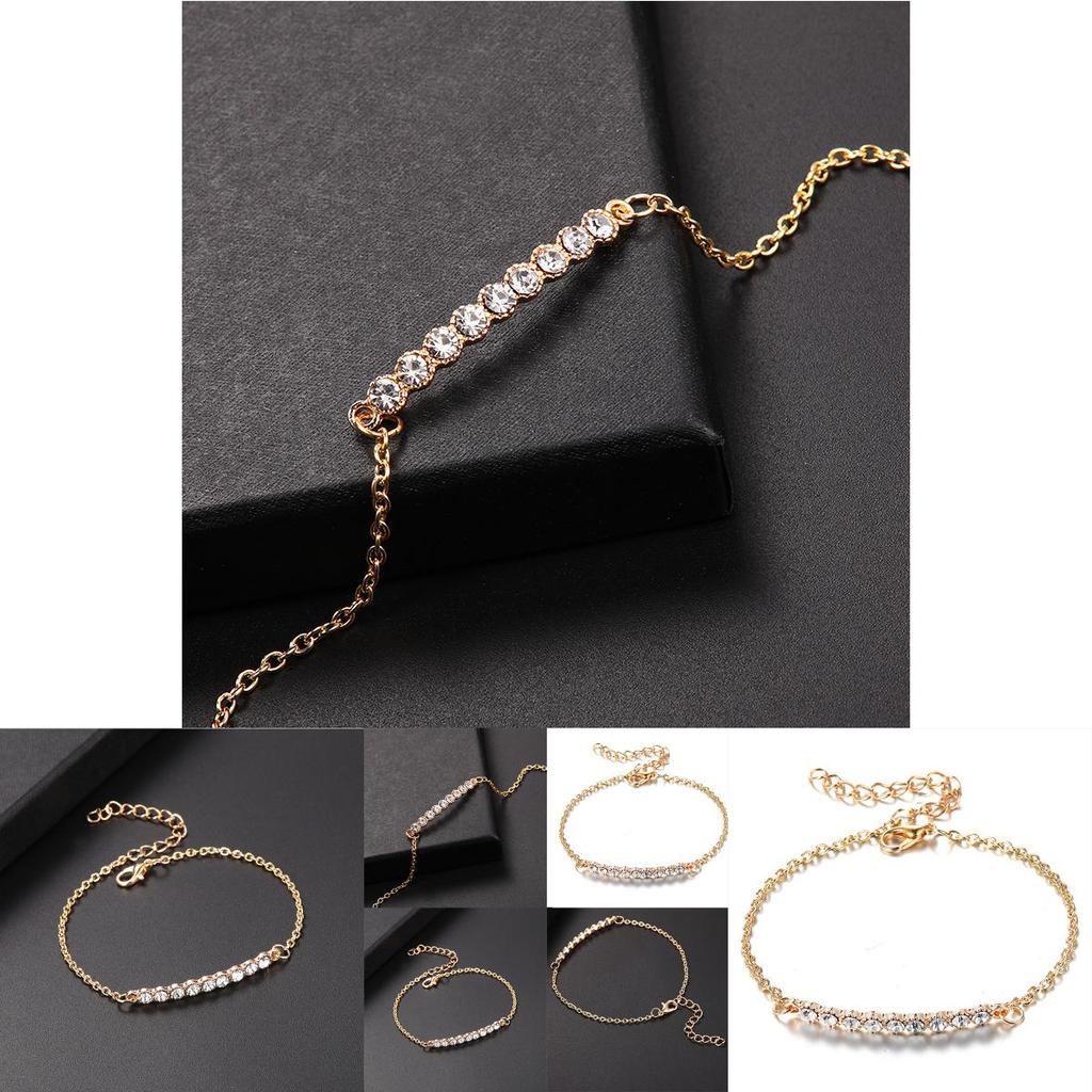 Stylish Women's Rhinestone Bracelet With Gold Plated Chain And Classic Look