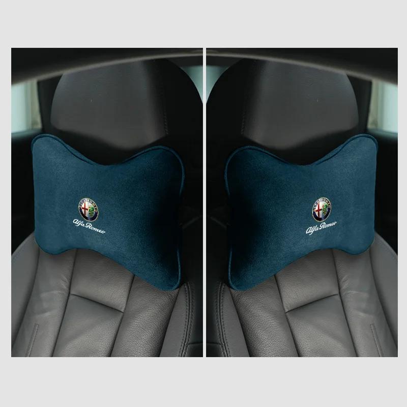 Car Sticker For Alfa Romeo 159 147 1pc/2pcs Car Headrest Fur Neck Pillow Seat Head Cushion Pillow For Alfa Romeo Giulia Stelvio abc012
