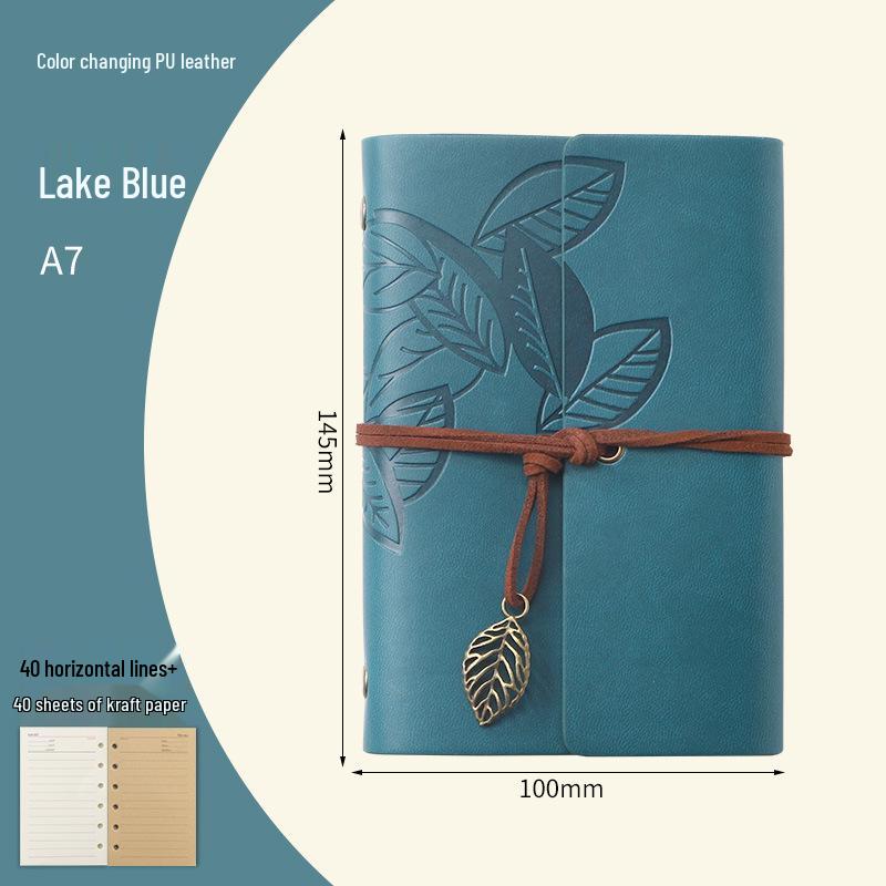 Retro Leaf Ring-Bound Travel Journal Notebook