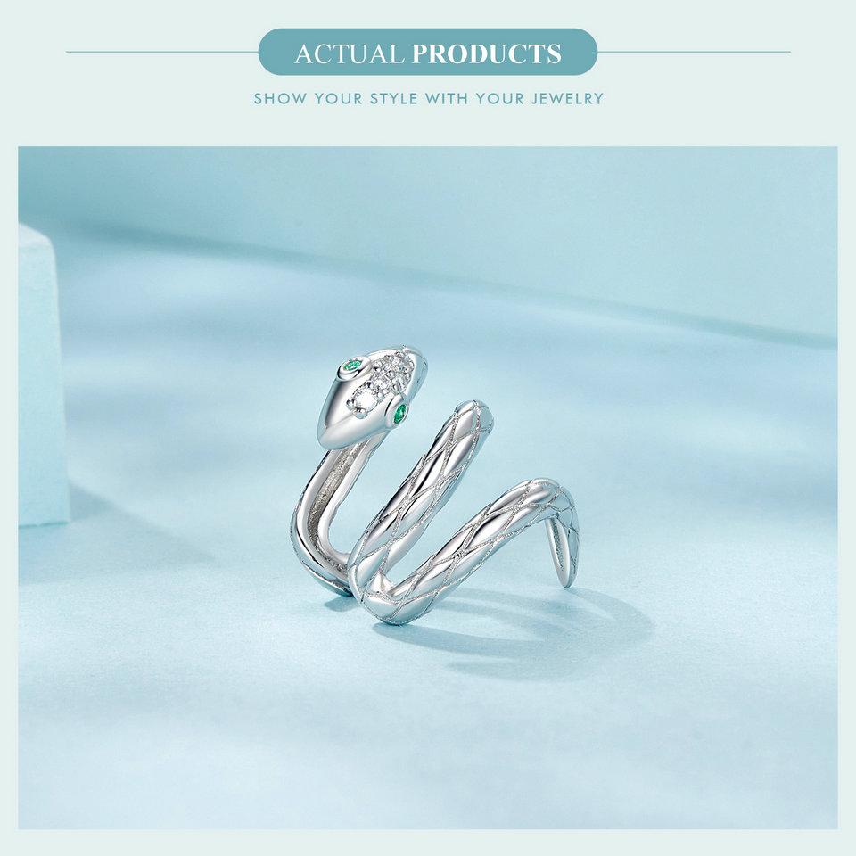 BAMOER 925 Sterling Silver Coiled Snake Ear Cuffs Unique Personalized Fashion Earring For Women Fine Jewelry