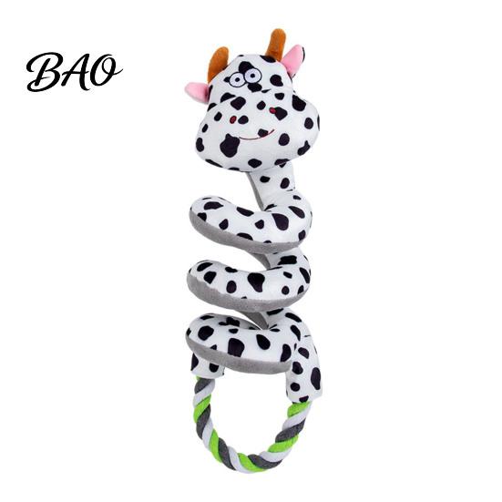Active Play Dog Accessories Squeaky Toy with Pull Rope, Plush Tug of War Toy, Interactive Toys Spiral Animal for Small Medium Large Dogs Biting Teeth