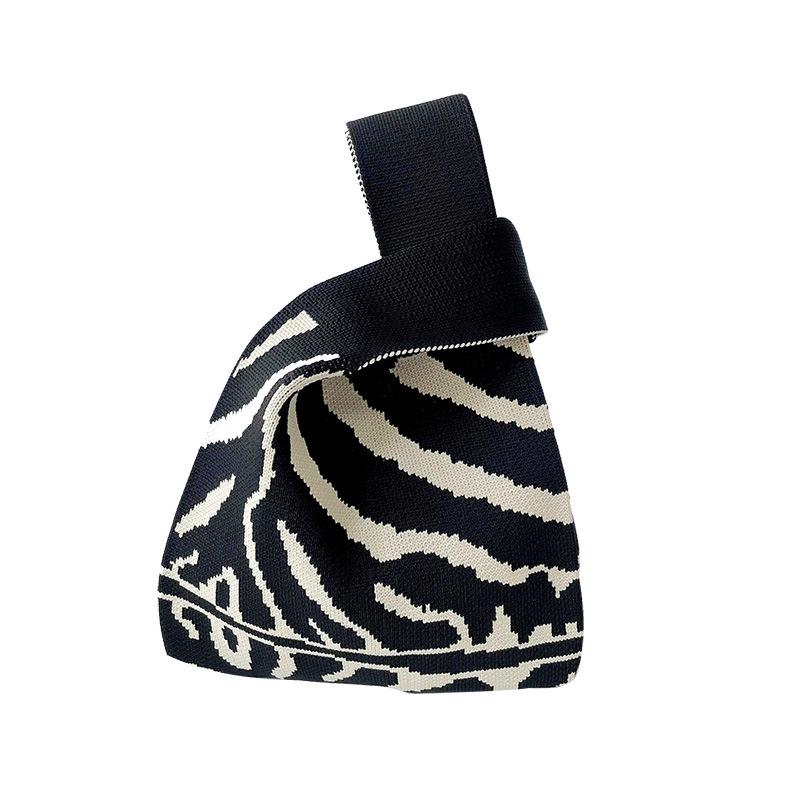 Versatile Zebra Pattern Knitted Tote: Large Capacity & Stylish Shoulder Handbag