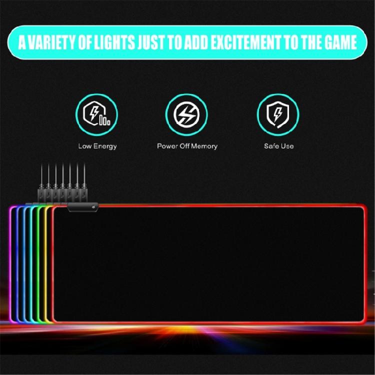Светодиодный игровой коврик для мыши, большой светящийся LED-коврик для мыши, нескользящая резиновая основа, компьютерная клавиатура, настольный коврик для мыши для игр