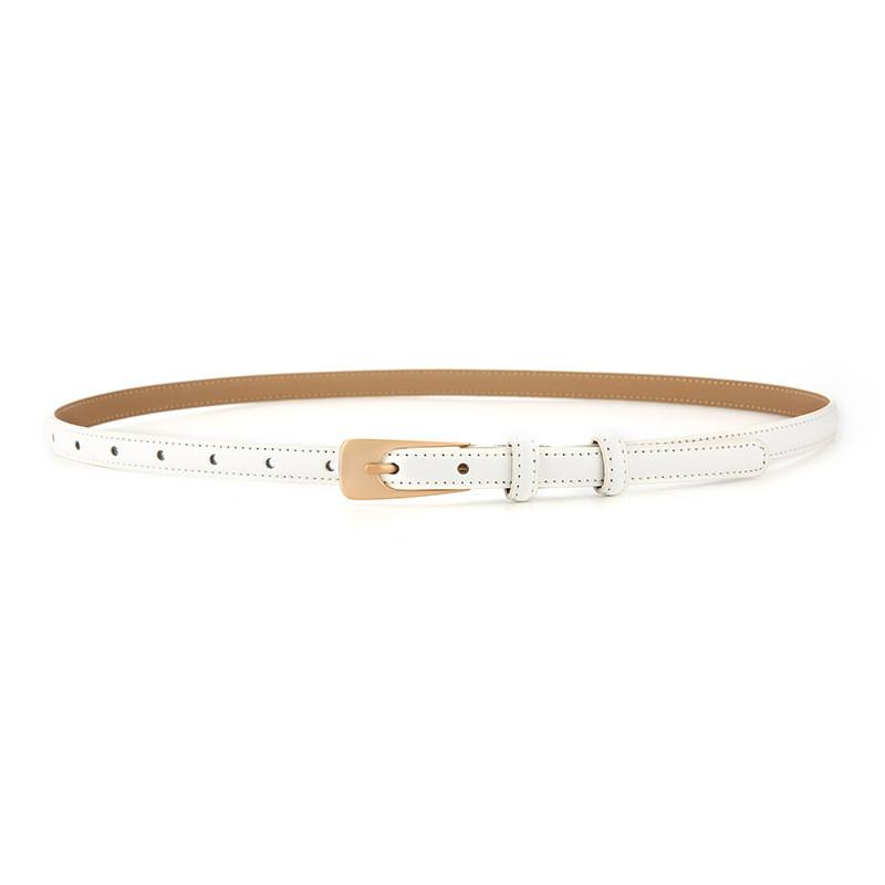 Womens Genuine Leather Slim Waist Belt For Dresses And Shirts With Metal Buckle For Casual Or Office Wear