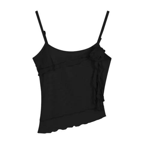 Flower mesh suspender small vest women's summer babes sexy inside French romantic double lace top outside