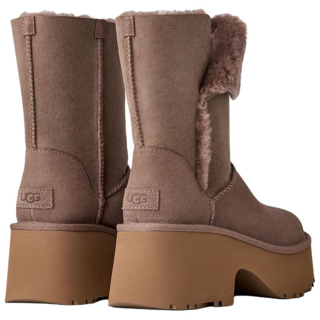 UGG Классические Новые Женские Снежные Сапоги Esmee из Разделенной Кожи Коровы, С Термоподкладкой из Флиса, Универсальные, Винтажные, Короткие, До Середины Икры 1171533-CRBO