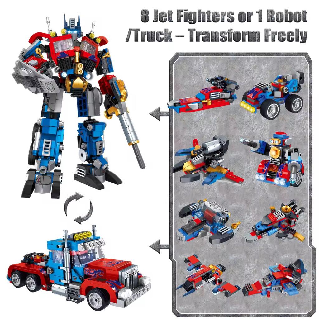Non-Toxic 769Pcs 8 In 2 Optimus Warrior Building Blocks Children Toys Deformation Robot Vehicle Moc Bricks Models Assembly Toys Gifts Set